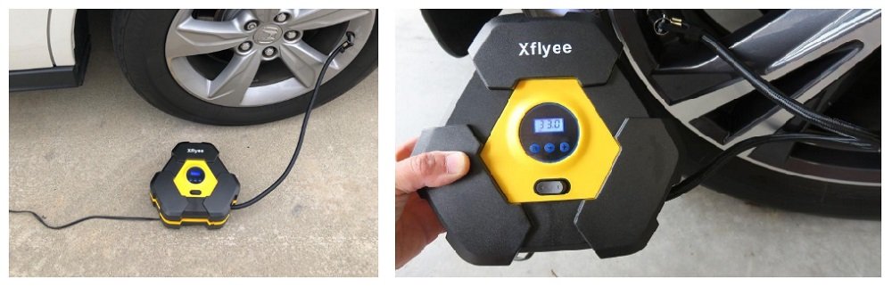 Xflyee Portable Air Compressor Pump, Auto Digital Tire Inflator, 12V 150 PSI Tire Pump with LED Light for Cars/Motorcycle/Bicycle Tires and Other Inflatables